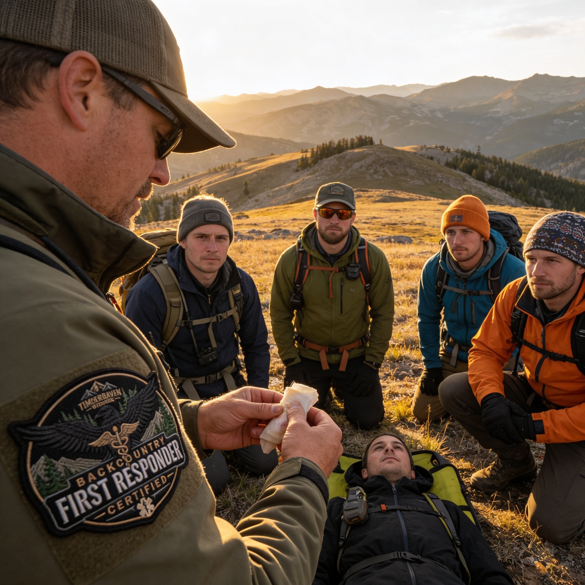 Backcountry First Responder instructor leading group training in the Uintas